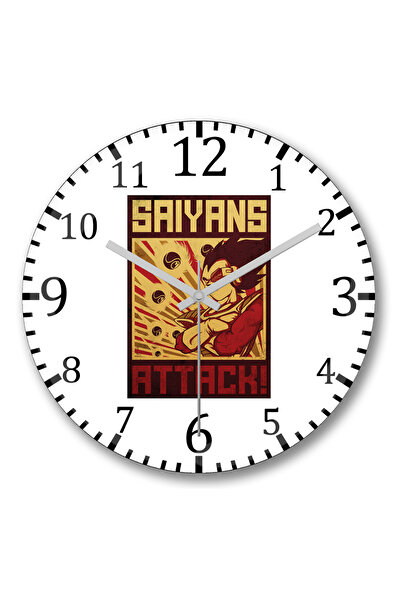 BASKI DÜNYASI ملصق Saiyans ساعة حائط من الزجاج الحقيقي