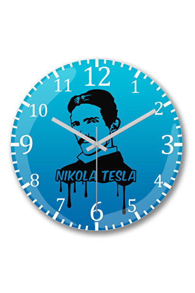 BASKI DÜNYASI Ceas de perete AC-DC Tesla și Edison1 din sticlă autentică bombată