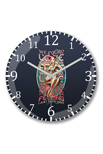 BASKI DÜNYASI ساعة حائط من الزجاج الحقيقي المنحني من Music Found Love