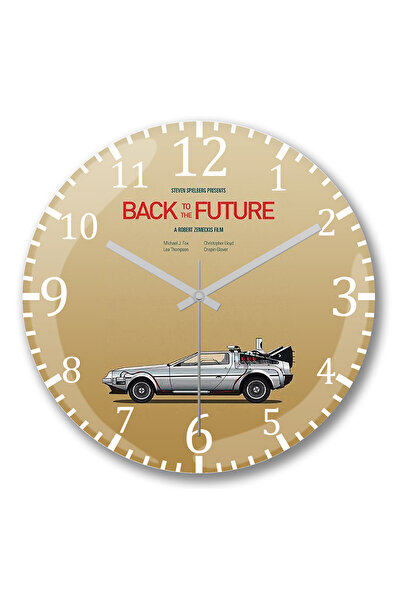 BASKI DÜNYASI ساعة حائط العودة إلى المستقبل من الزجاج الحقيقي المنحني
