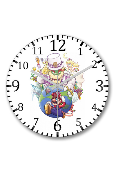 BASKI DÜNYASI ساعة حائط ماريو ماريو أوديسي من الزجاج الحقيقي المنحني