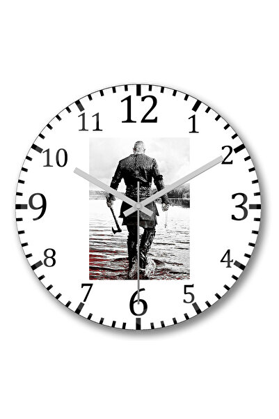 BASKI DÜNYASI ساعة حائط إيفار ذا بونليس فايكنج من الزجاج الحقيقي المنحني