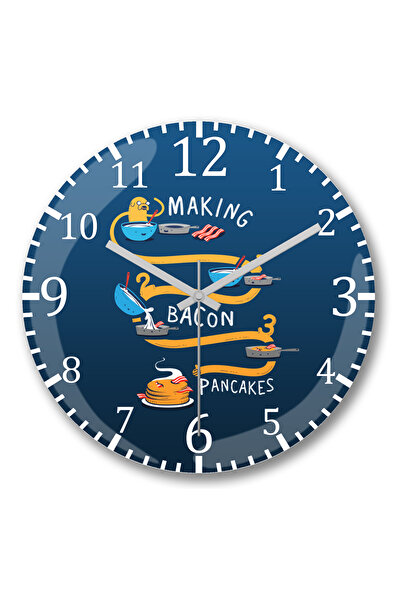 BASKI DÜNYASI ساعة حائط فطائر لحم الخنزير المقدد من الزجاج الحقيقي المنحني