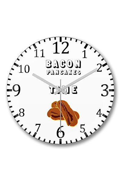 BASKI DÜNYASI ساعة حائط فطائر لحم الخنزير المقدد من الزجاج الحقيقي المنحني