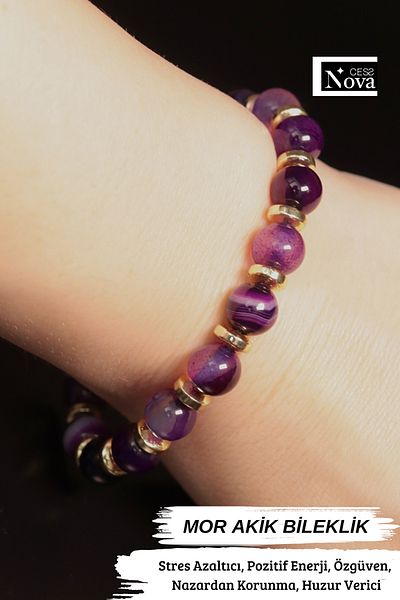CessNova 8mm Natural Stone Bracelet - Agate and Hematite Certified (Purple, Blue, Green, Carnellian)