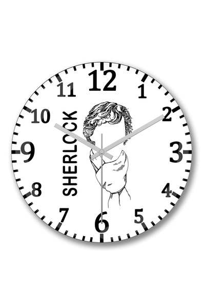 BASKI DÜNYASI ساعة حائط Sherlock3 من الزجاج الحقيقي المنحني