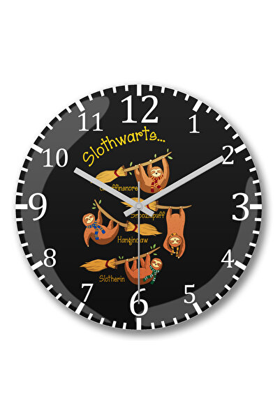 BASKI DÜNYASI Harry Pawter Cute Sloth, Slothwarts Ceas de perete Bombeli din sticlă autentică