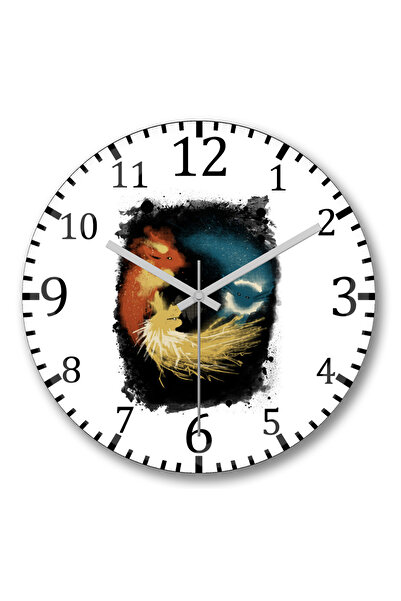 BASKI DÜNYASI ساعة حائط Fox Reeveelution من الزجاج الحقيقي المنحني