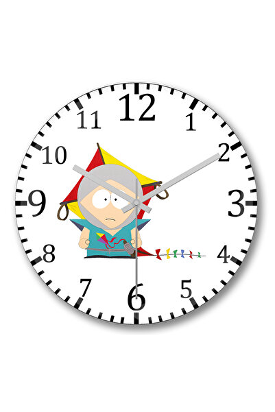 BASKI DÜNYASI ساعة حائط ساوث بارك إريك كارتمان من الزجاج الحقيقي المنحني