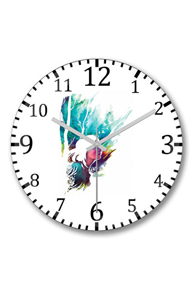 BASKI DÜNYASI ساعة حائط ذات طبيعة برية من الزجاج الحقيقي المنحني