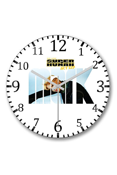 BASKI DÜNYASI NCT 127 Mark We Are Superhuman ساعة حائط من الزجاج الحقيقي المنحني