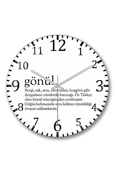 BASKI DÜNYASI Gönül Word Wall Clock Curved Real Glass
