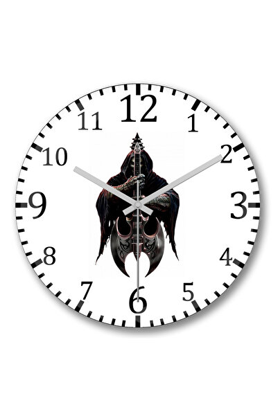 BASKI DÜNYASI ساعة حائط موسيقى جيتار الموت من الزجاج الحقيقي المنحني