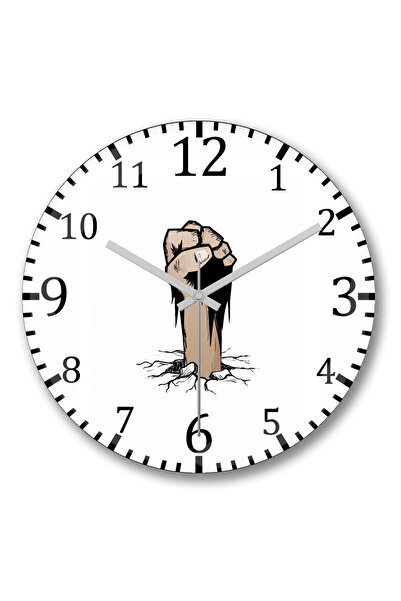 BASKI DÜNYASI ساعة حائط Punho Morto Vivo من الزجاج الحقيقي المنحني