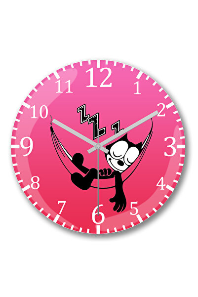 BASKI DÜNYASI Ceas de perete Felix the Cat Hammock din sticlă autentică bombată