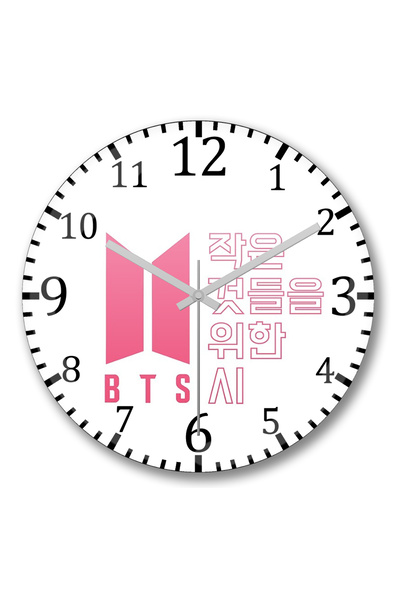 BASKI DÜNYASI ساعة حائط Bts Boy With Luv من الزجاج الحقيقي المنحني