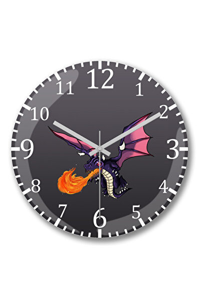 BASKI DÜNYASI ساعة حائط Clash of Clans Dragao 1 من الزجاج الحقيقي المنحني