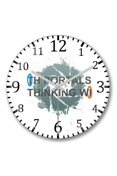 BASKI DÜNYASI Ceas de perete Portals Thinking With Portals din sticlă autentică bombată