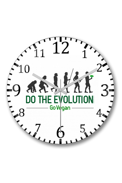 BASKI DÜNYASI Ceas de perete Do The Evolution Go Vegan din sticlă autentică bombata