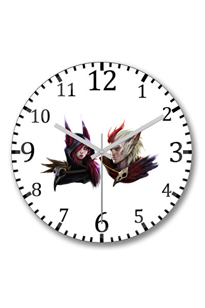 BASKI DÜNYASI Ρολόι τοίχου Xayah και Rakan με κυρτό γυαλί από αληθινό γυαλί