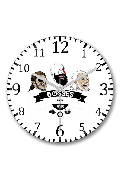 BASKI DÜNYASI ساعة حائط The Bosses من الزجاج الحقيقي المنحني