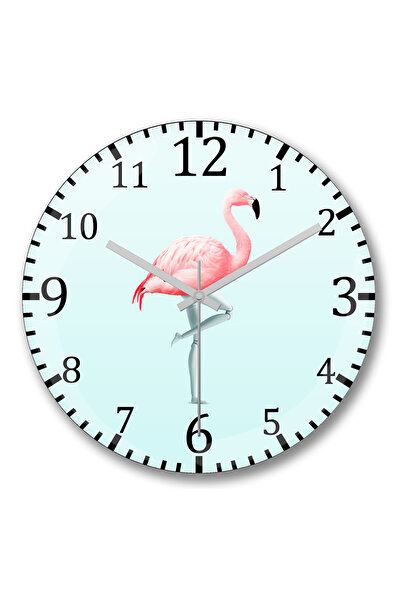 BASKI DÜNYASI احتضن ساعة حائط فلامينجو الداخلية الخاصة بك من الزجاج الحقيقي المنحني