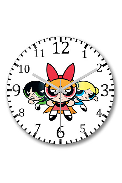 BASKI DÜNYASI Ceas de perete Powerpuff Girls din sticlă autentică bombată