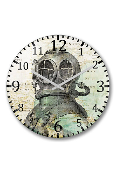 BASKI DÜNYASI ساعة حائط للغوص من الزجاج الحقيقي المنحني