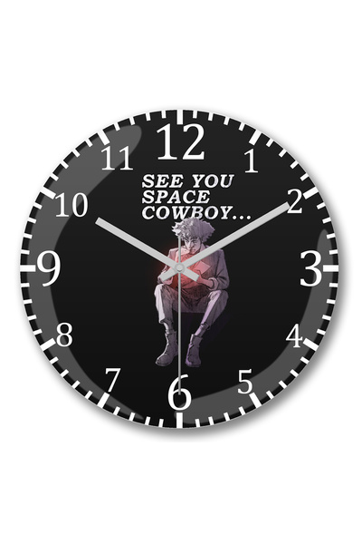 BASKI DÜNYASI ساعة حائط See You Space Cowboy Bebop من الزجاج الحقيقي المنحني