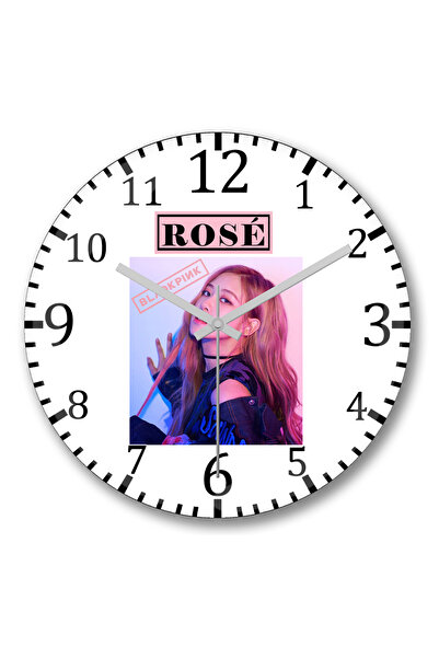 BASKI DÜNYASI ساعة حائط بلاكبينك روز من الزجاج الحقيقي المنحني