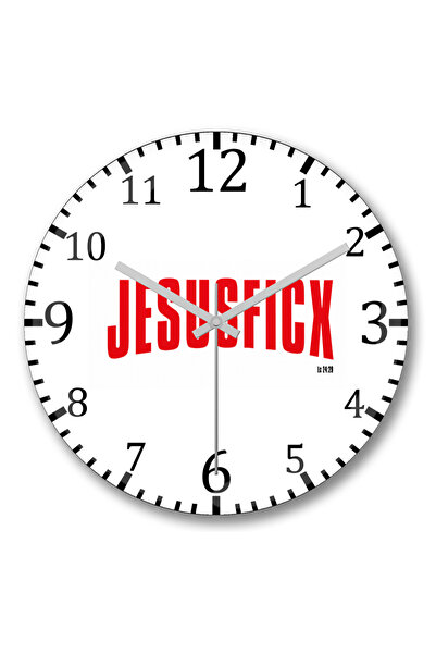 BASKI DÜNYASI Ρολόι τοίχου Jesuscx Jesus Fique με κυρτό γυαλί από αληθινό γυαλί