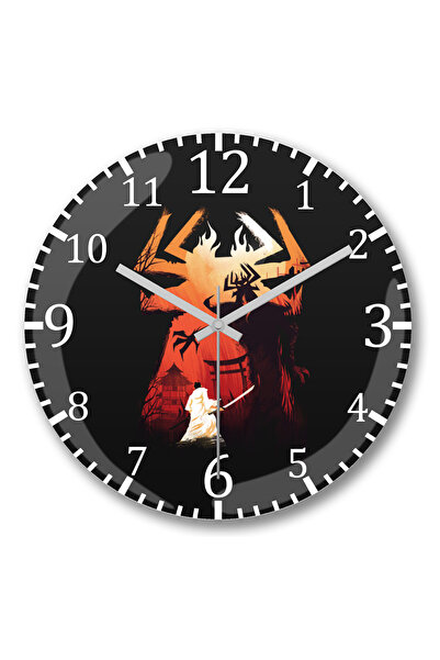 BASKI DÜNYASI ساعة حائط ساموراي جاك المعركة العظيمة من الزجاج الحقيقي المنحني