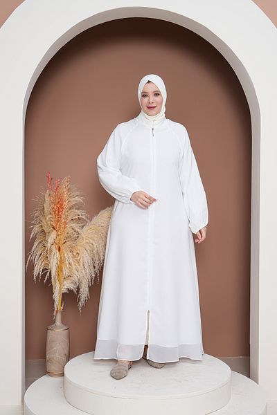 GigiTex Size 36-46 Length 1.45 cm Cream Off-White Hajj Umrah Prayer Feracesi - Chiffon Voile (Cotton) Lined