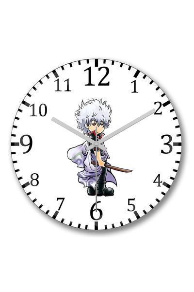 BASKI DÜNYASI ساعة حائط جينتاما جينتوكي من الزجاج الحقيقي المنحني