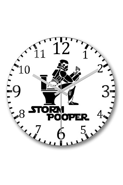 BASKI DÜNYASI ساعة حائط Storm Pooper من الزجاج الحقيقي المنحني