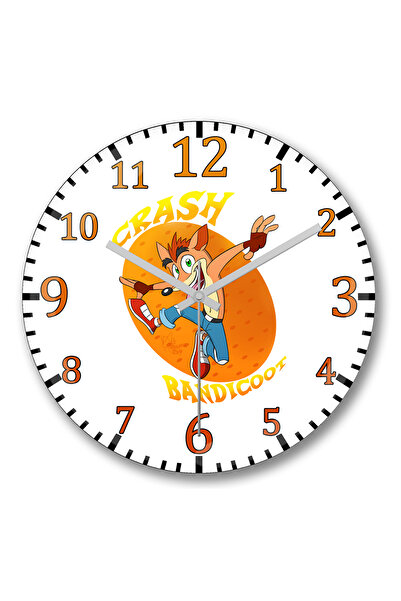 BASKI DÜNYASI ساعة حائط كراش بانديكوت من الزجاج الحقيقي المنحني