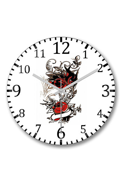 BASKI DÜNYASI Ceas de perete cu trandafiri din sticlă autentică bombată