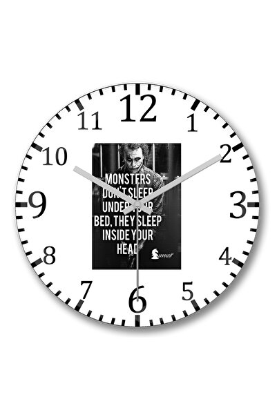 BASKI DÜNYASI ساعة حائط Frases do Coringa من الزجاج الحقيقي المنحني