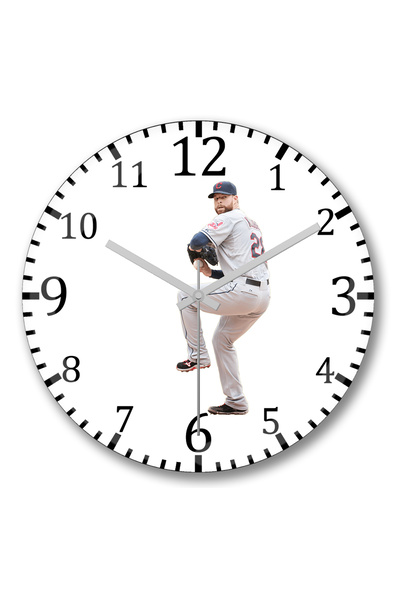 BASKI DÜNYASI ساعة حائط كليفلاند إنديانز من الزجاج الحقيقي المنحني