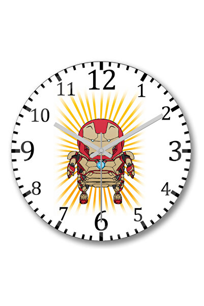 BASKI DÜNYASI ساعة حائط ميني ايرون مان من الزجاج الحقيقي المنحني