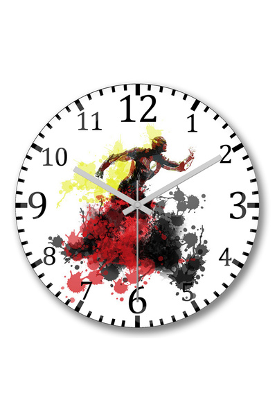 BASKI DÜNYASI ساعة حائط فلاش جرونج من الزجاج الحقيقي المنحني