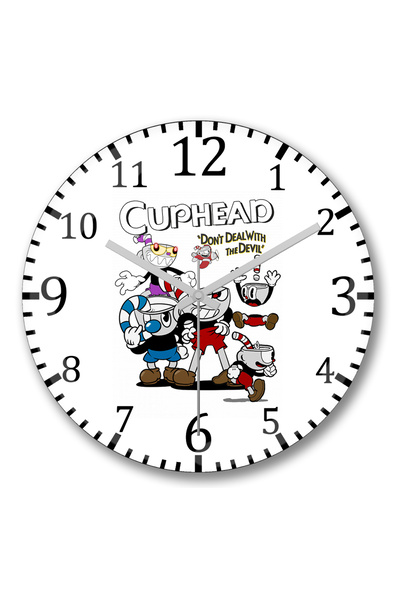 BASKI DÜNYASI Ceas de perete Cuphead One din sticlă autentică bombată