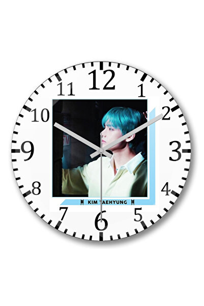 BASKI DÜNYASI Ceas de perete BTS V Lights cu pictură în ulei, din sticlă aute...