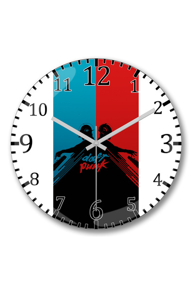 BASKI DÜNYASI ساعة حائط Daft Punk من الزجاج الحقيقي المنحني