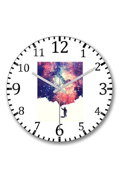 BASKI DÜNYASI Pictura universului Artă spațială Ceas de perete din sticlă aut...