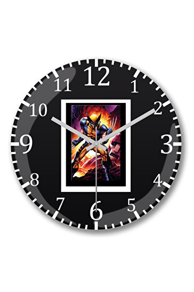 BASKI DÜNYASI ساعة حائط ولفيرين من الزجاج الحقيقي المنحني (2)