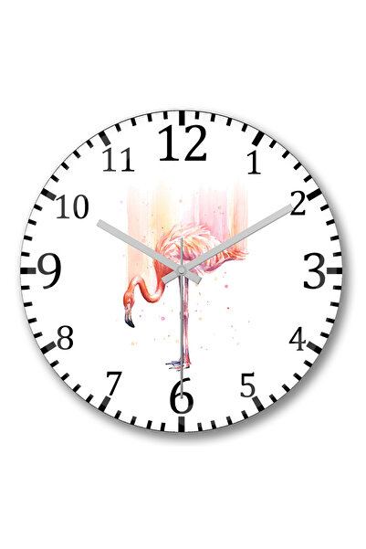 BASKI DÜNYASI ساعة حائط فلامينجو بينك مطر من الزجاج الحقيقي