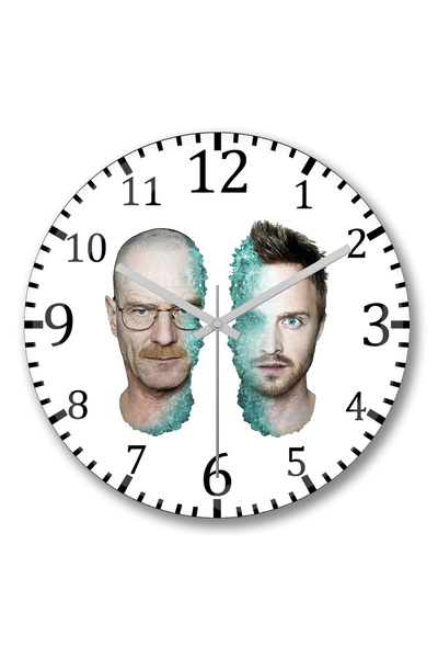 BASKI DÜNYASI ساعة حائط كيميائية من الزجاج الحقيقي المنحني