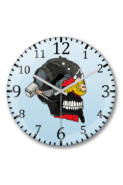 BASKI DÜNYASI Ceas de perete Thor Odinson Bent Back Skull din sticlă autentic...