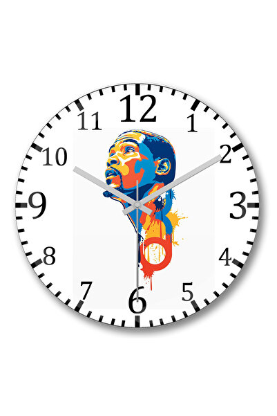 BASKI DÜNYASI ساعة حائط كيفن ديورانت من الزجاج الحقيقي المنحني